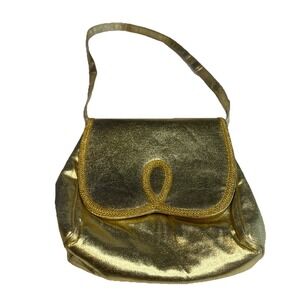 Vintage Harry Levine HL USA Gold Handbag Purse with Decorative Edging